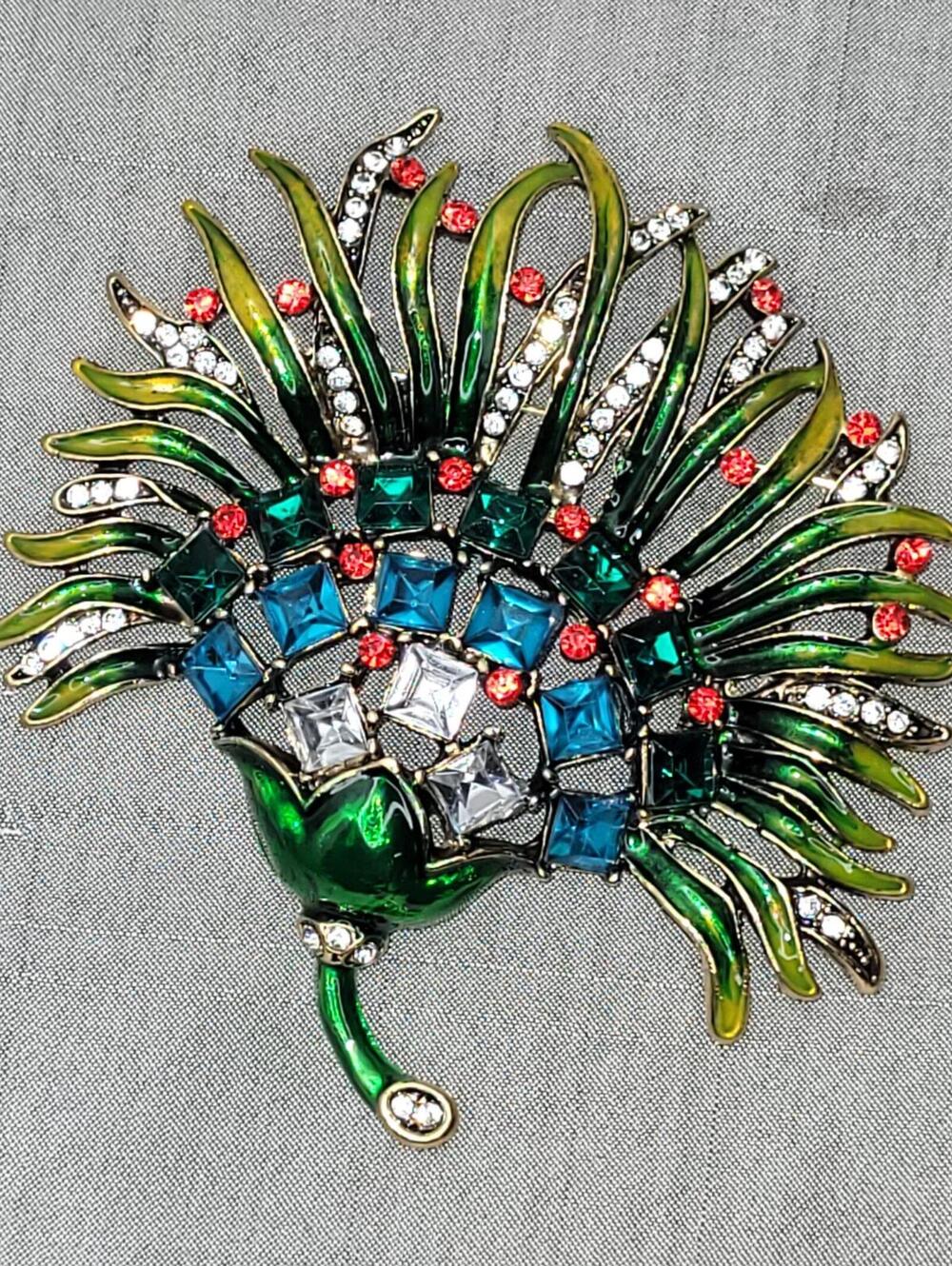 Exotic Flower Rhinestone Brooch
